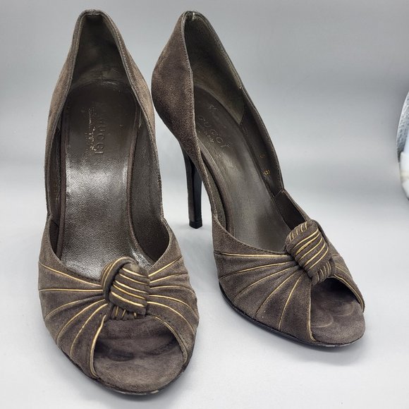 Gucci Suede Peep toe Pumps - Picture 1 of 15